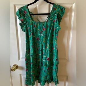 Lottie and Holly Floral Green Ruffle Dress size Medium